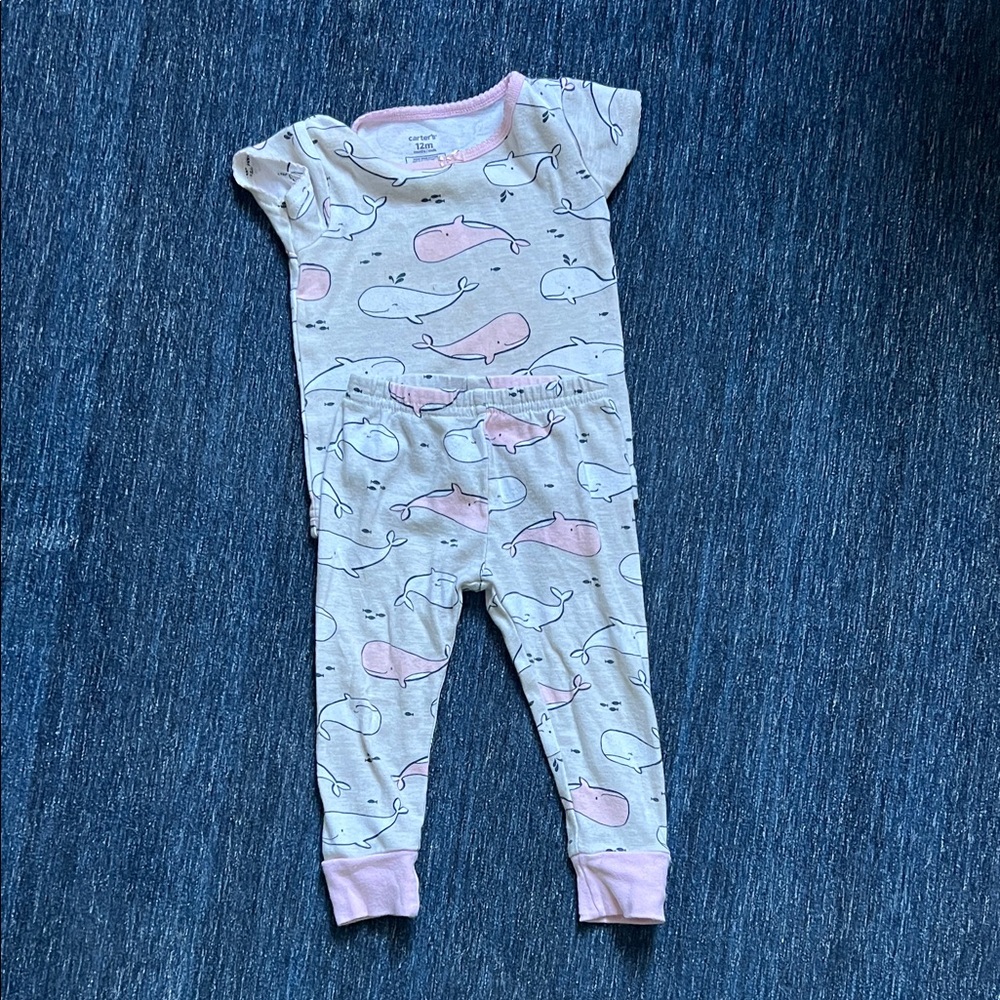 Carters Pink Whale Print Infants Two Piece